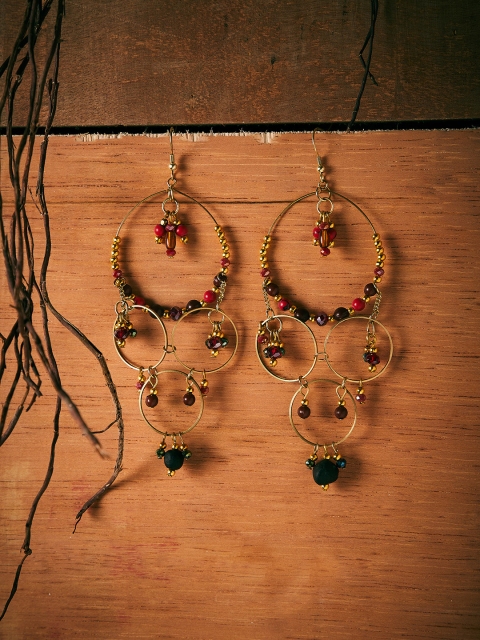 

ZeroKaata Multicoloured Handcrafted Circular Drop Earrings, Multi