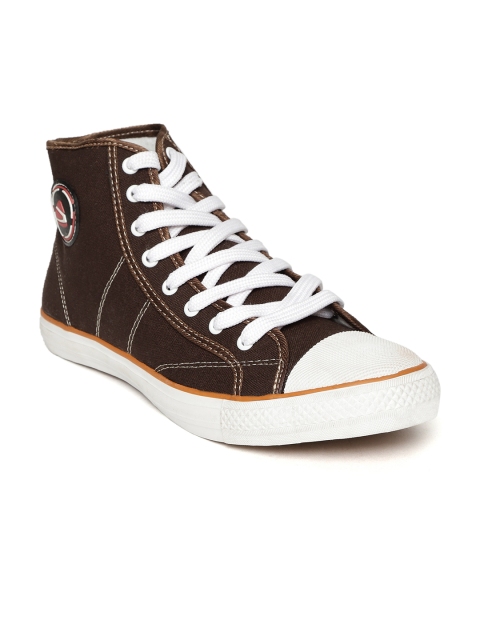 

Duke Men Coffee Brown Solid Mid-Top Sneakers