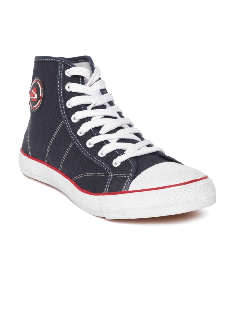 

Duke Men Navy Blue Solid Mid-Top Sneakers