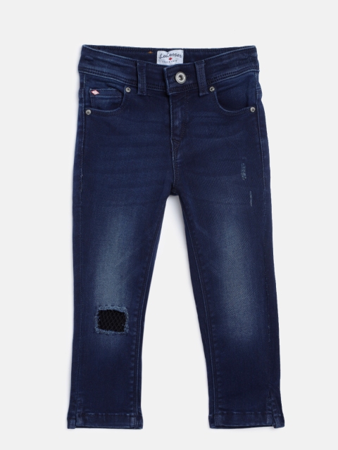 

Lee Cooper Girls Navy Blue Regular Fit Mid-Rise Low Distress Jeans