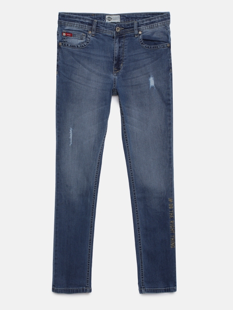 

Lee Cooper Boys Blue Skinny Fit Mid-Rise Low Distress Jeans