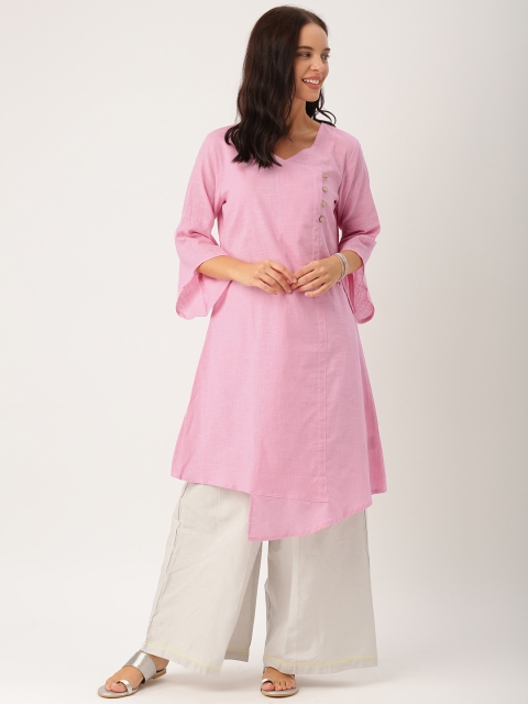 

IndusDiva Infusions Women Pink Solid A-Line Kurta