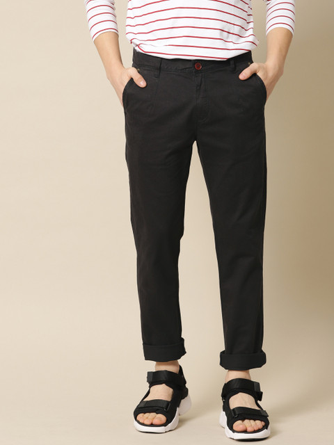 

Mr Bowerbird Men Black Solid Regular Fit Regular Trousers