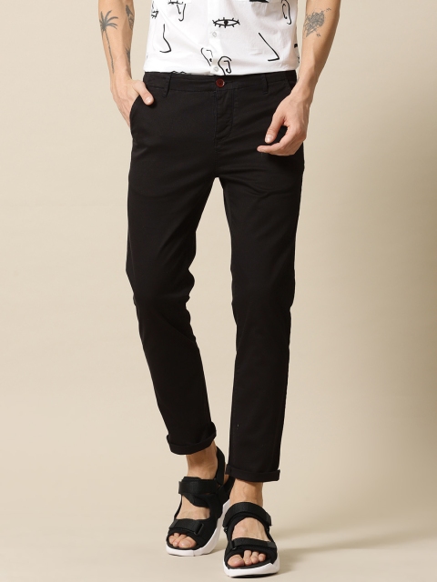 

Mr Bowerbird Men Black Comfortable Slim Fit Solid Essential Trousers