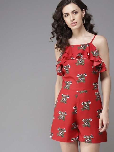 

Moda Rapido Red & Green Printed Layered Playsuit