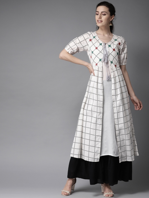 

Moda Rapido Women White & Black Solid Layered Kurta