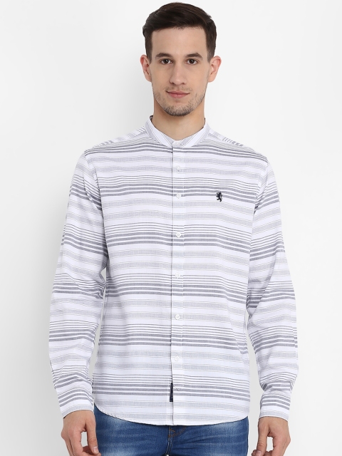 

Red Tape Men White & Grey Regular Fit Striped Casual Shirt