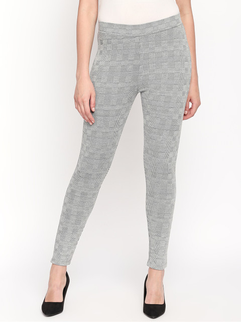 

Annabelle By Pantaloons Women Grey Printed Skinny-Fit Treggings