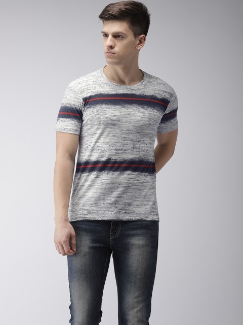

Flying Machine Men White & Blue Striped T-shirt