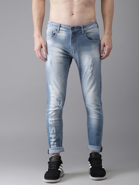 

Moda Rapido Men Blue Slim Fit Mid-Rise Mildly Distressed Stretchable Printed Jeans