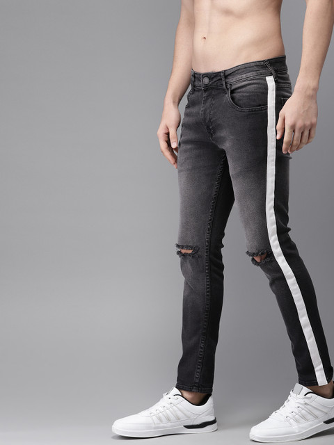 

Moda Rapido Men Black Skinny Fit Mid-Rise Slash Knee Stretchable Ankle-Length Jeans