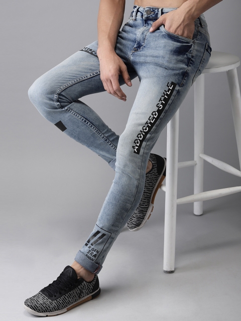

Moda Rapido Men Blue Skinny Fit High-Rise Clean Look Stretchable Printed Jeans