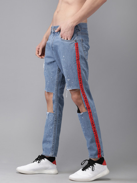 

Moda Rapido Men Blue Ankle Slim Fit Mid-Rise Highly Distressed Jeans