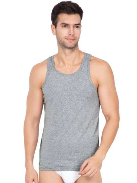 

Jockey Men Grey Melange Solid Innerwear Vest 8820-0205-ECGRY