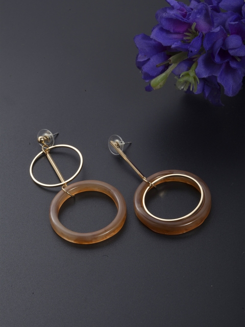 

SASSAFRAS Gold-Toned Contemporary Drop Earrings