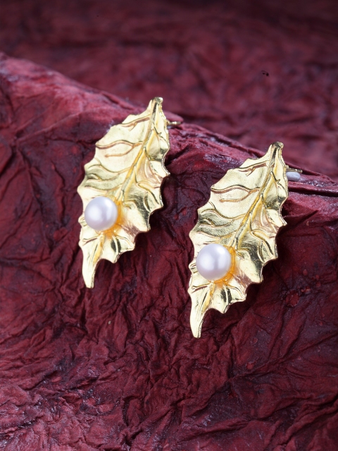 

SASSAFRAS Gold-Plated Leaf-Shaped Handcrafted Studs