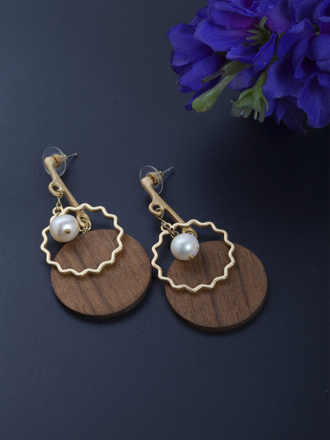 

SASSAFRAS Gold-Plated Contemporary Handcrafted Drop Earrings