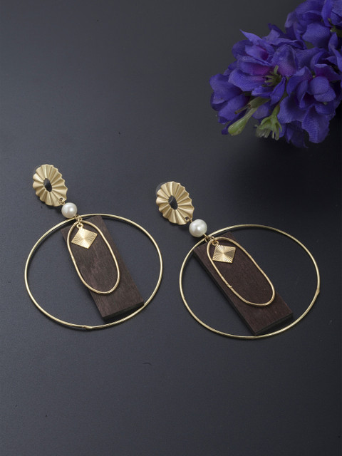 

SASSAFRAS Gold-Plated Contemporary Handcrafted Drop Earrings