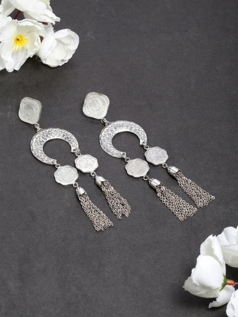 

SASSAFRAS Silver-Plated Handcrafted Circular Drop Earrings