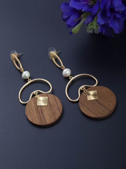 

SASSAFRAS Gold-Plated Contemporary Handcrafted Drop Earrings
