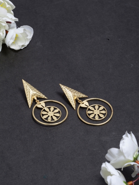 

SASSAFRAS Gold-Plated Contemporary Drop Earrings