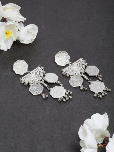 

SASSAFRAS Silver-Plated Handcrafted Circular Drop Earrings