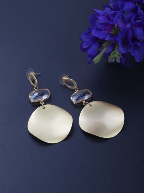 

SASSAFRAS Gold-Toned Contemporary Drop Earrings