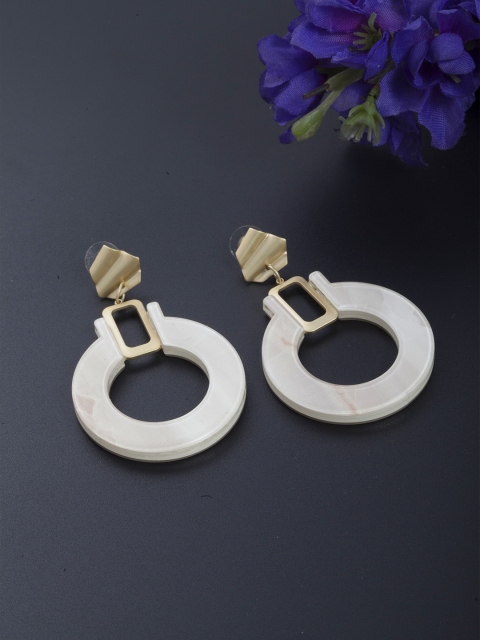 

SASSAFRAS Gold-Toned Contemporary Drop Earrings