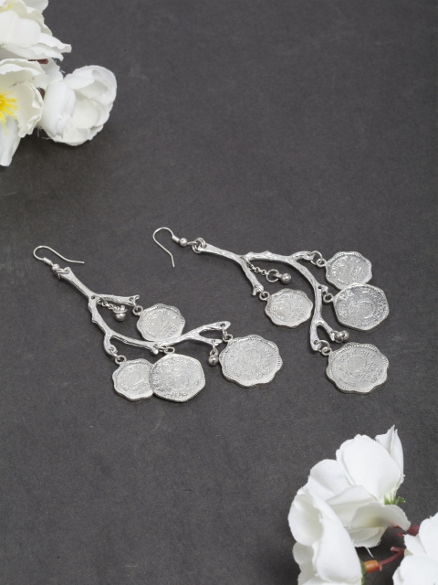 

SASSAFRAS Silver-Plated Handcrafted Contemporary Drop Earrings