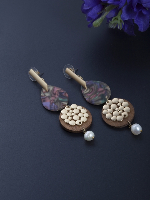 

SASSAFRAS Gold-Plated Contemporary Handcrafted Drop Earrings