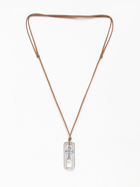 

JEWEL JUNCTION Men Silver-Plated & Brown Handcrafted Necklace