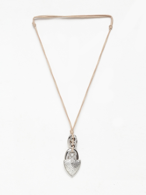 

JEWEL JUNCTION Men Silver-Plated & Beige Handcrafted Necklace