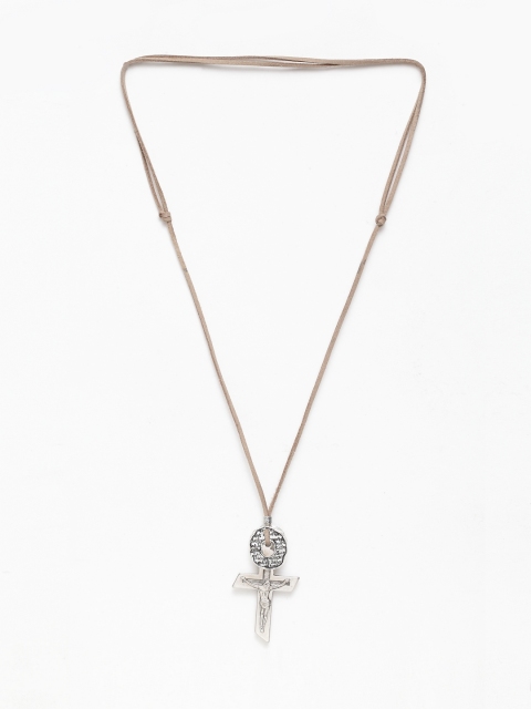 

JEWEL JUNCTION Men Beige Silver-Plated Handcrafted Necklace