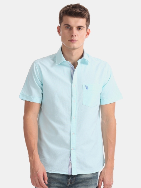 

U.S. Polo Assn. Men Blue Regular Fit Solid Formal Shirt