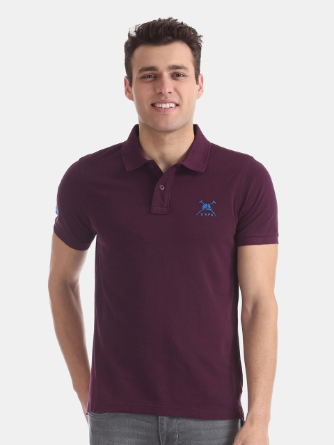 

U.S. Polo Assn. Men Burgundy Solid Polo Collar T-shirt