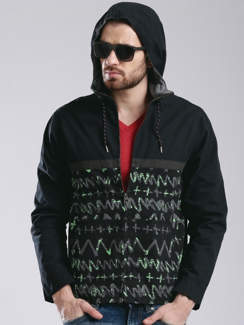

Quiksilver Black Printed Hooded Jacket