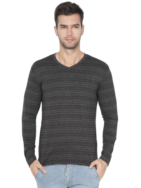 

Jockey Men Charcoal Grey Striped V-Neck T-shirt