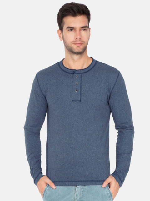 

Jockey Men Blue Solid Henley Neck T-shirt