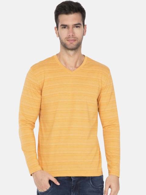 

Jockey Men Mustard Yellow & White Striped V-Neck T-shirt