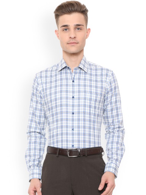 

Peter England Elite Men Blue & White Slim Fit Checked Formal Shirt
