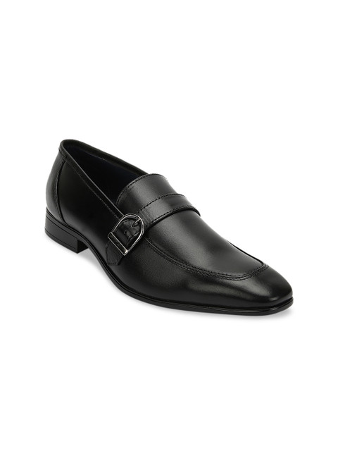 

Teakwood Leathers Men Black Leather Semiformal Slip-Ons