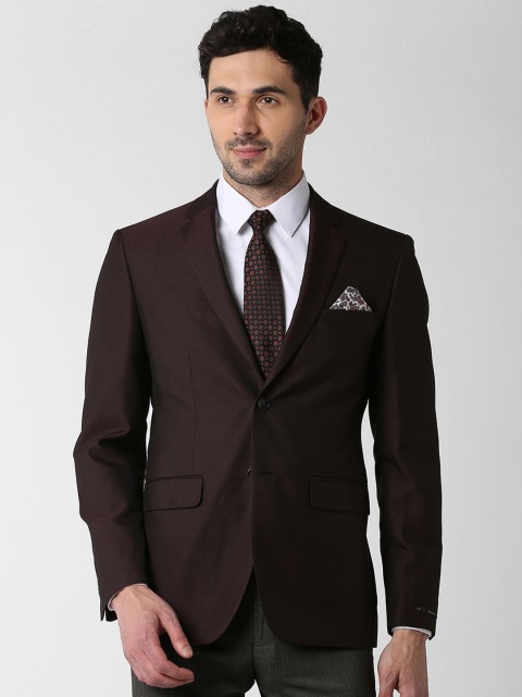 

Peter England Elite Men Maroon Solid Slim-Fit Single-Breasted Blazer