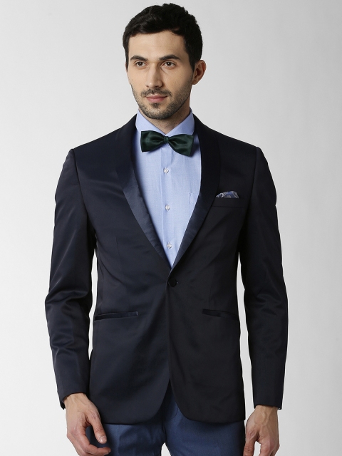 

Peter England Elite Men Blue Solid Slim-Fit Tuxedo Blazer