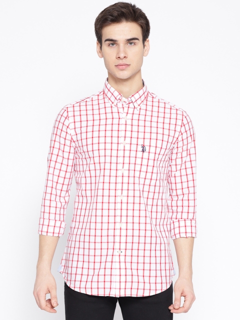

U.S. Polo Assn. Men Red & White Checked Casual Shirt
