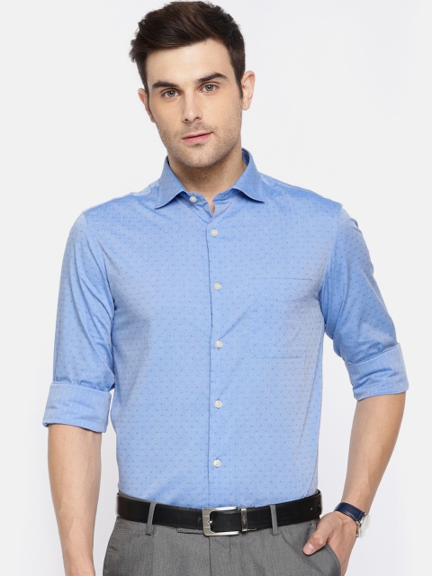 

U.S. Polo Assn. Men Blue Slim Fit Self Design Formal Shirt