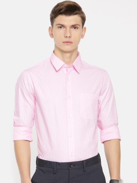 

U.S. Polo Assn. Men Pink & White Tailored Fit Striped Formal Shirt