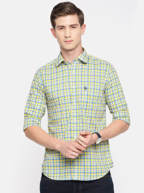 

U.S. Polo Assn. Men Yellow & Blue Regular Fit Checked Casual Shirt