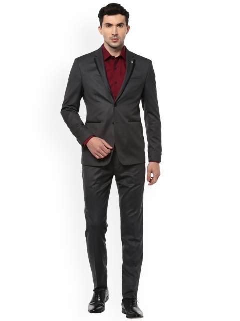 

Peter England Men Grey Solid Single-Breasted Two-Piece Suit