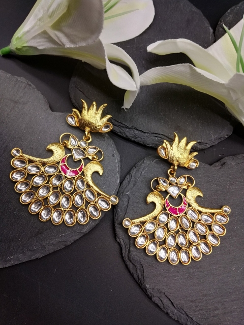 

Fida Gold-Toned Peacock Shaped Drop Earrings