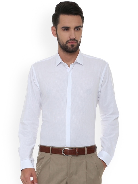 

Peter England Men White Slim Fit Self Design Formal Shirt